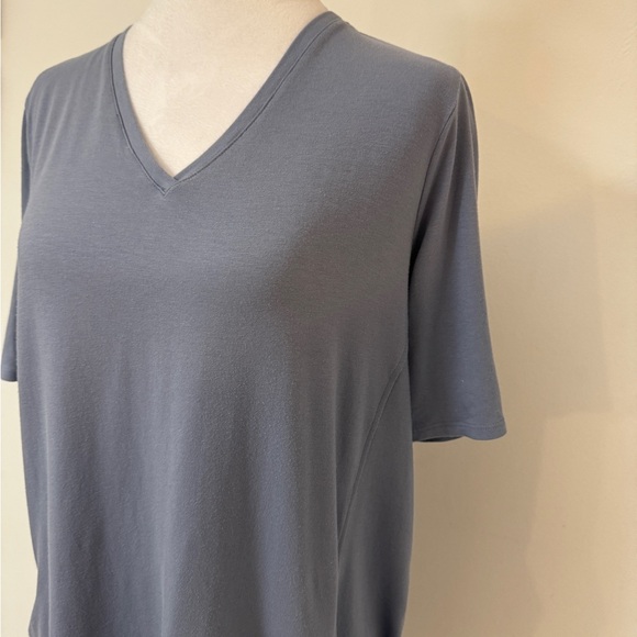 Eileen Fisher Organic Cotton Stretch Jersey V-Neck Dress - Picture 7 of 7